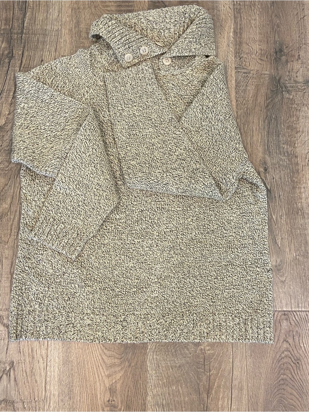 Karen Scott Men's Turtleneck Sweater in Heathered Cream Button Neck Cozy